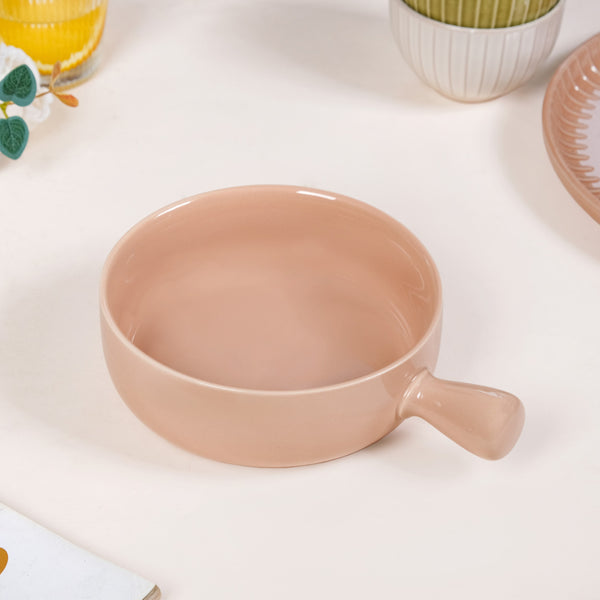 Beige Ceramic Bowl With Handle 700ml